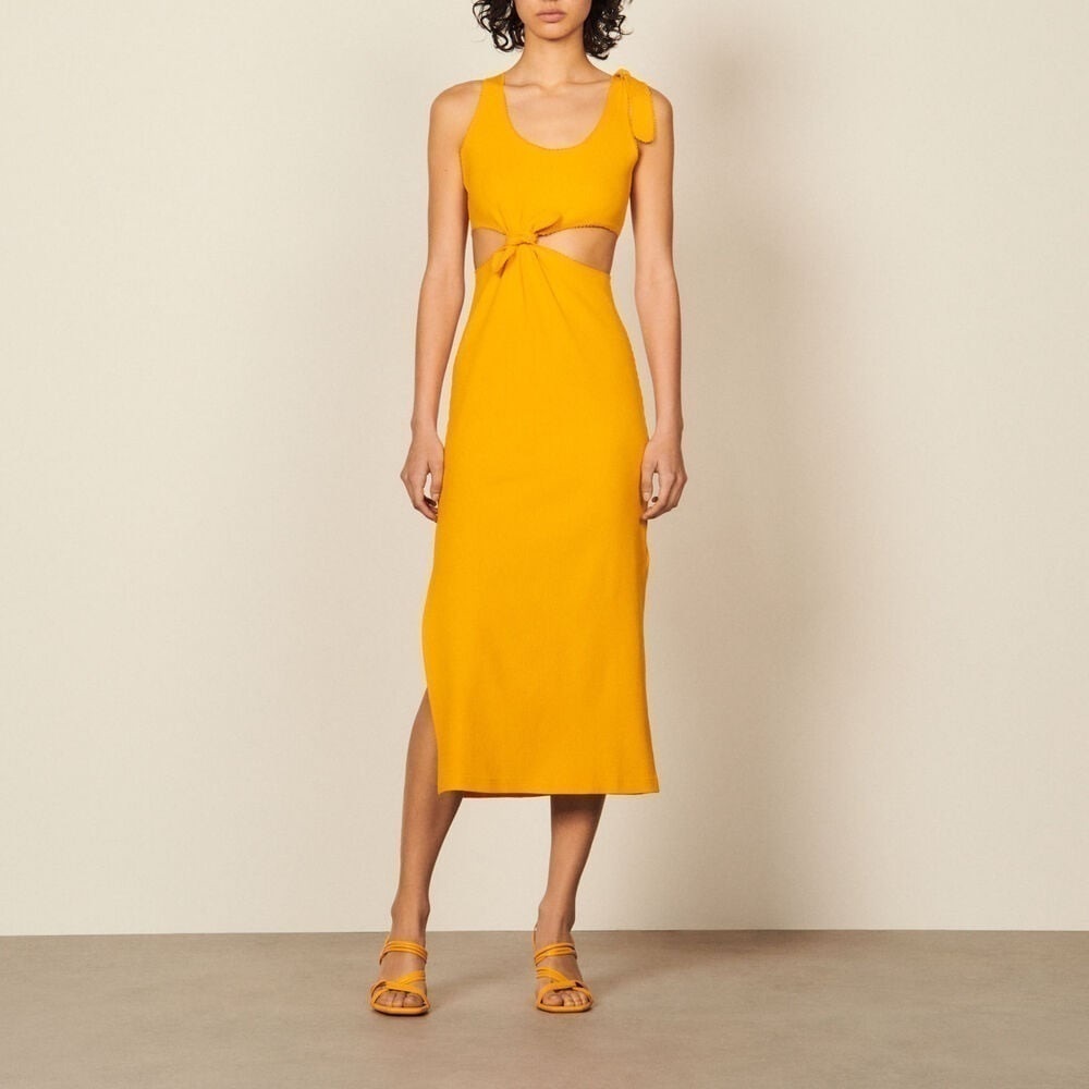 Sandro Midi Dress with Openwork on the Side